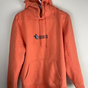 Stussy Men’s Pullover Orange Hoodie Sweatshirt w/ Embroidered Butterfly